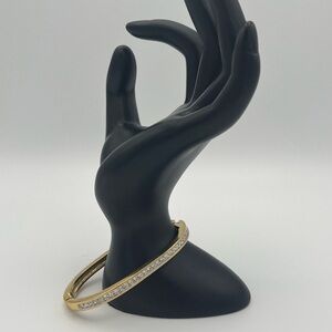 Swarovski Signed Gold-Tone Hinged Crystal Bracelet